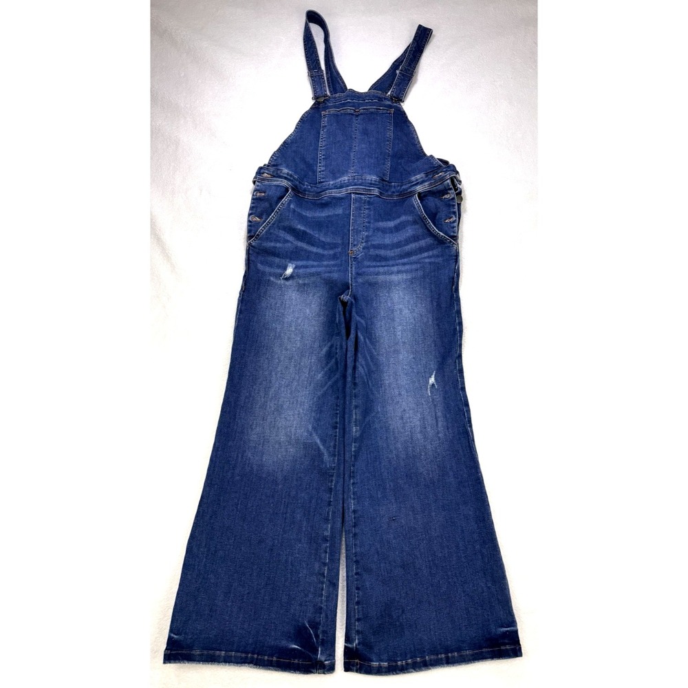Universal Standard Casey Overalls Women S Wide Leg Flare Distress Denim NWT